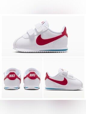Nike Infant/Toddler Classic Cortez Velcro Sneakers in Red White & Blue